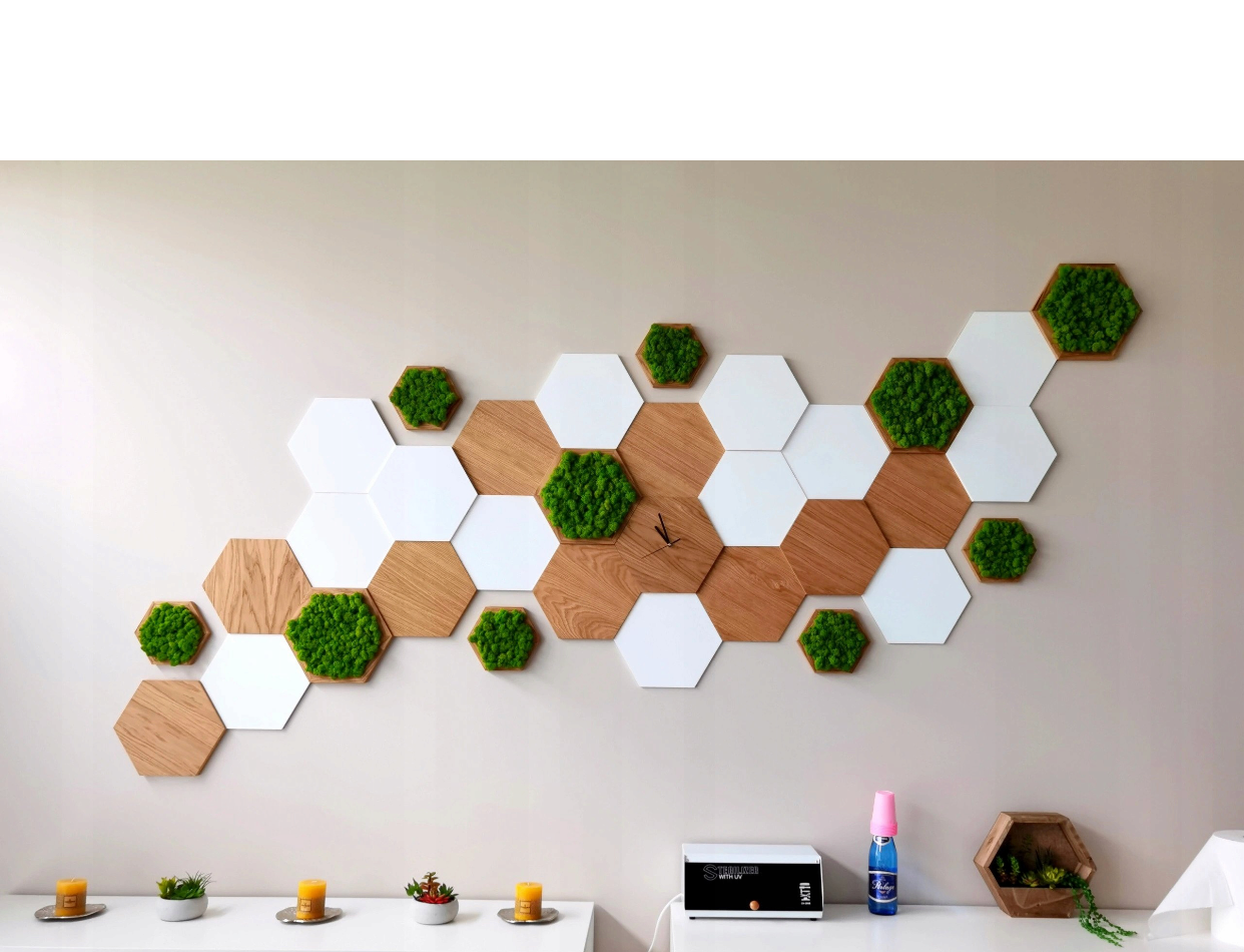 Acu Panel Hexagon wall composition in a modern interior